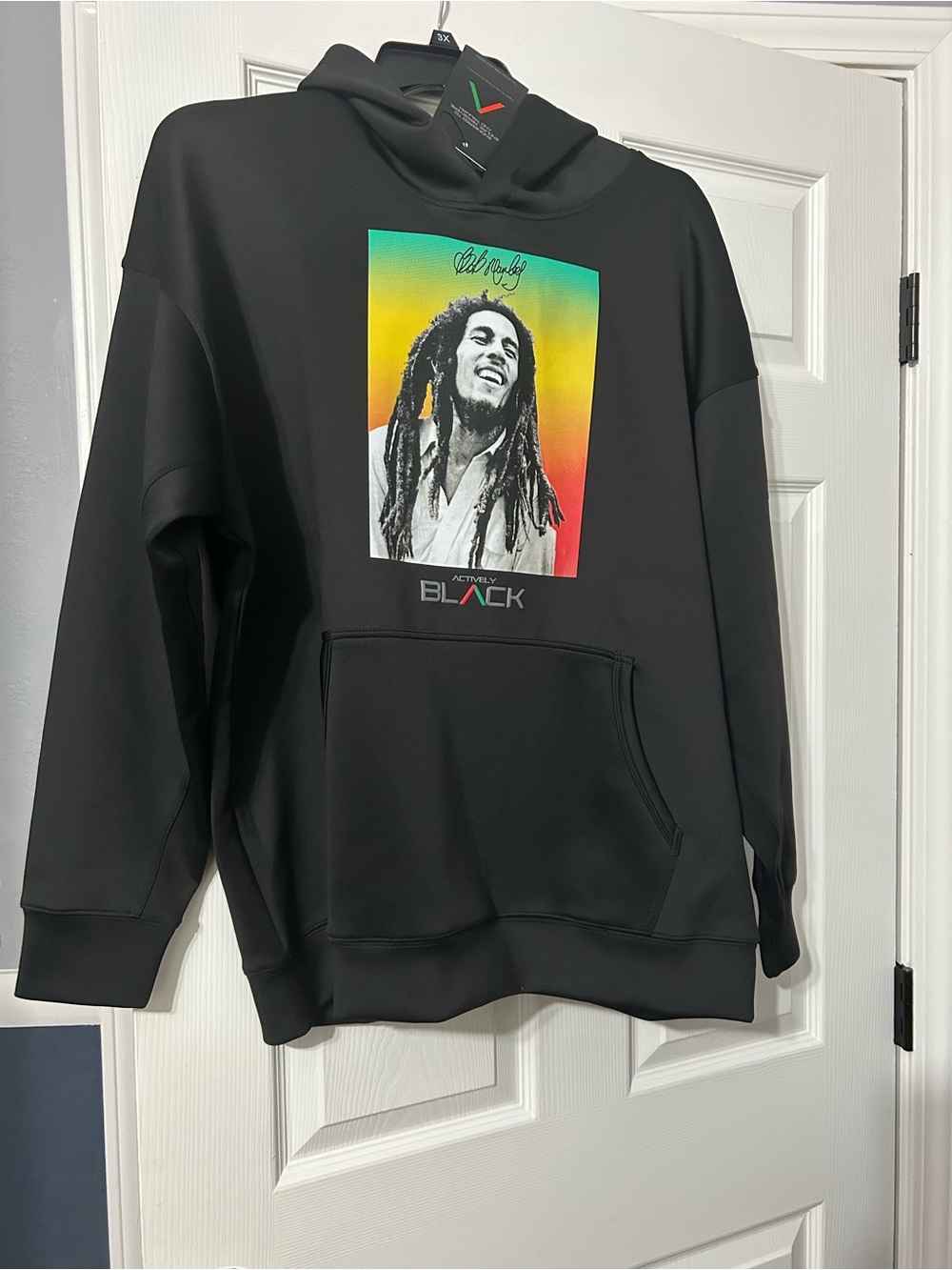 Men's Black Crewneck Hoodie with Multicolor Graphic